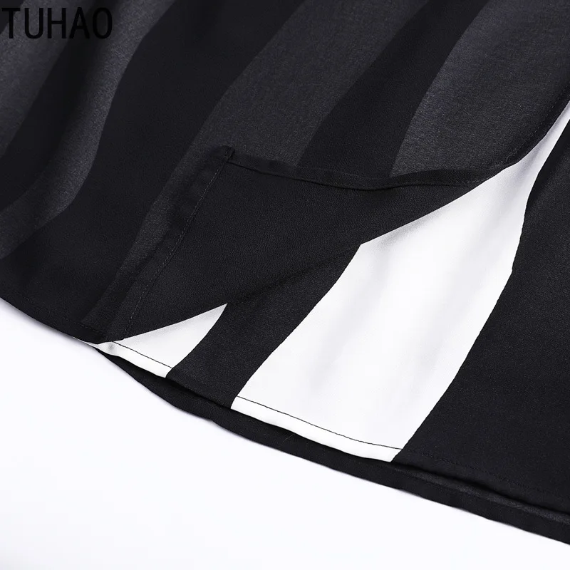 TUHAO размера плюс 10XL 9XL 8XL женское шифоновое платье в полоску летнее элегантное офисное женское элегантное черное платье WM18