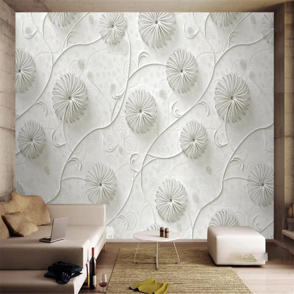 

Milofi custom 3D wallpaper mural three-dimensional relief pattern flower 3d living room bedroom background wall paper