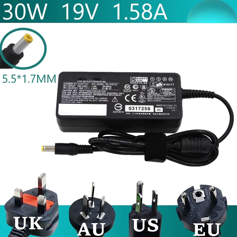 19V 1.58A 30 Вт AC адаптер Зарядное устройство для ноутбука Acer Aspire One AOA110 AOA150 ZG5 ZA3 NU ZH6 D255E