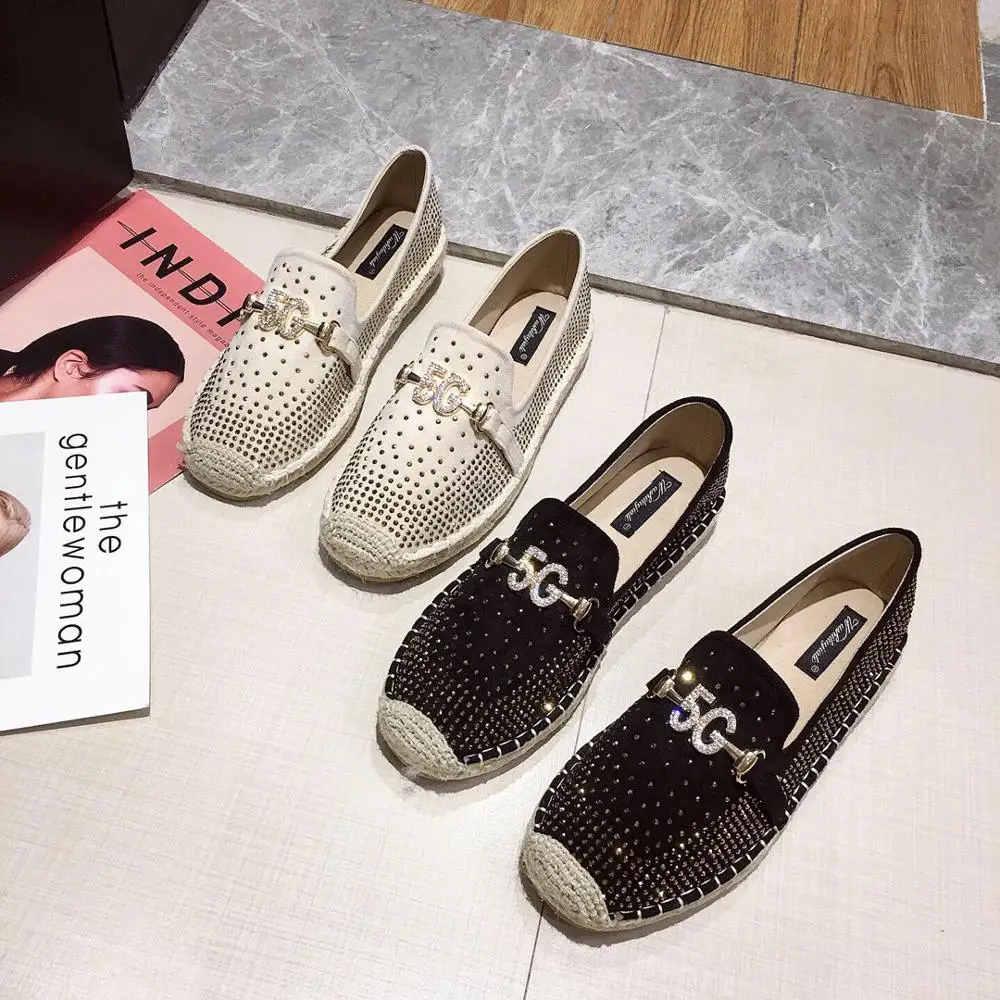 

Round Toe Crystal Casual Woman Shoe Slip On Shoes For Women Loafers With Fur Autumn Shallow Mouth Female Footwear Rhinestone