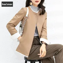 

Genuine Leather Jackets Womens 2022 Autumn New Sheepskin Korean Slim O-Neck Mixed Colors Coat France Style Elegant Outerwear