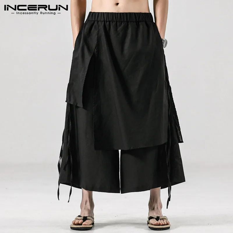 Men Wide Leg Pants Solid Color Casual