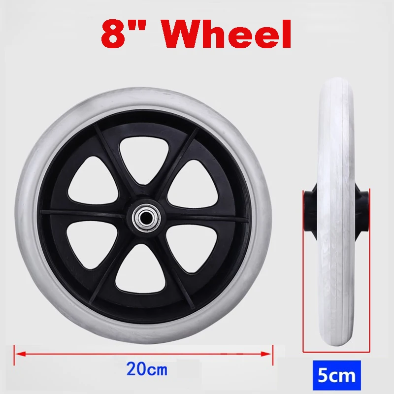 

200mm 8" Wheelchair Casters Small Cart Rollers Chair Wheels Accessories Grey Rubber Small Non Marking Wheelchair Wheel Replace