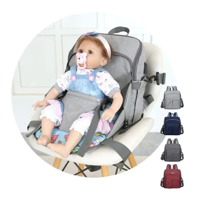 Portable Multifunctional Mom Backpack Diaper Changing Baby Chair Fixing Function Bag Handbag