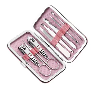 

8pcs Pedicure Manicure Kit Stainless Steel Nail Polish Clipper Cutter Trimmer Ear Pick Grooming Kit Pedicure Toe Nail Art Tools