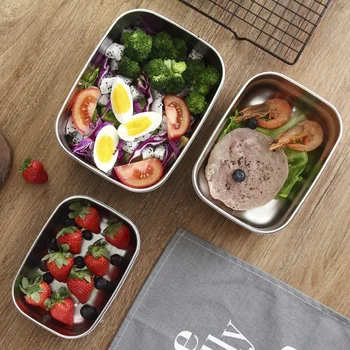 

Food Storage Container Rectangular Stainless Steel Crisper Box Student Lunch Box Bento Box Kitchen Tool Food Leakproof hot