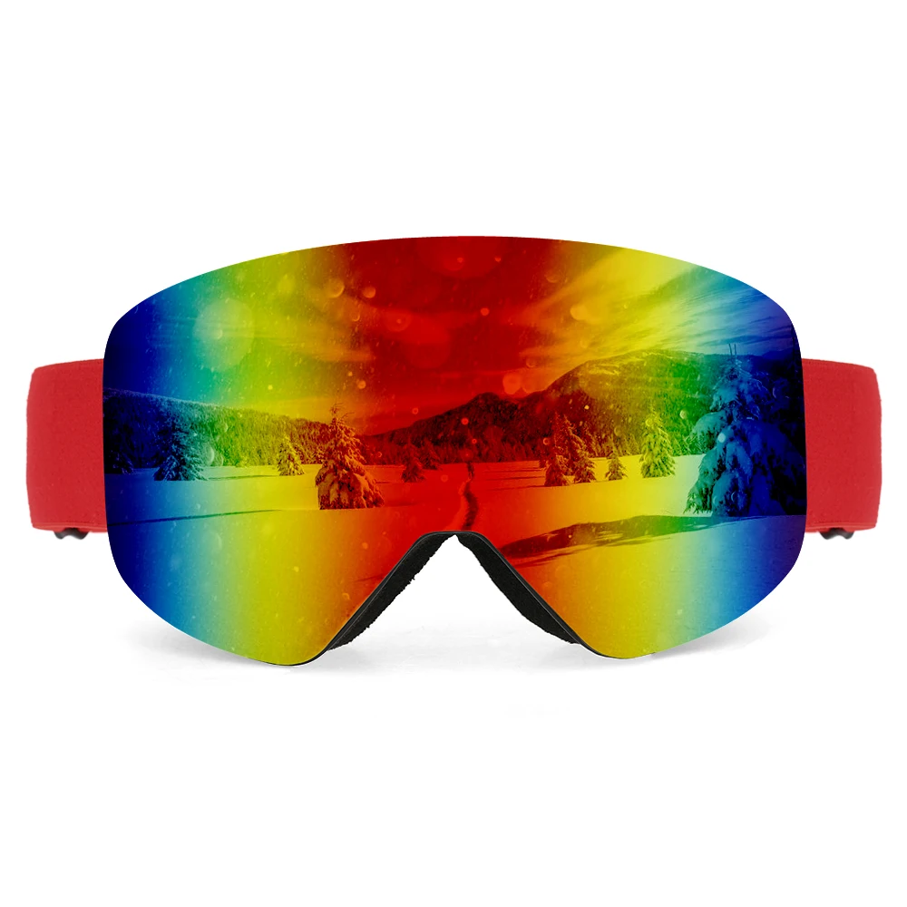 Зимние спортивные OTG лыжные очки Detchable Анти-туман УФ-защита двойные линзы снежные очки для сноуборда снегохода катания - Цвет: Красный