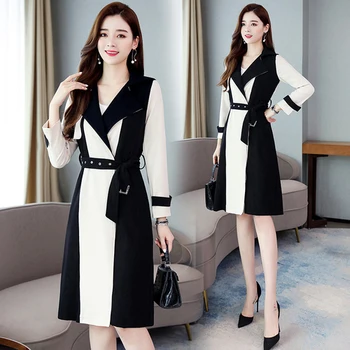 

Korean Autumn Mid-long Women's Fashion Windswear Pastel Casacos Compridos Femininos Elegant Women's Windbreaker