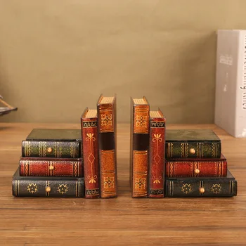 

Creative bookends Ancient books decoration Bookend figurine Europe style decoration Wooden imitate books