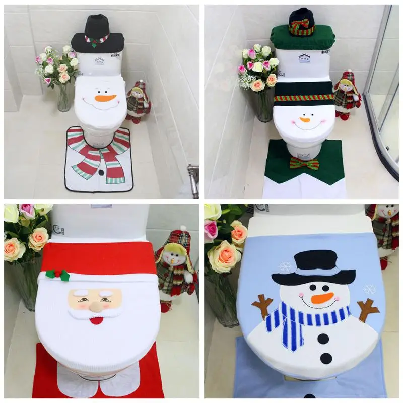MSTAR Christmas Toilet Seat Cover Snowman Toilet Lid Cover Christmas Decorations for Home Xmas Natal Navidad bathroom Decoration