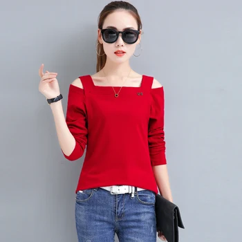 

Make han edition cultivate one's morality spring fashion led a word pure color long sleeve T-shirt frock