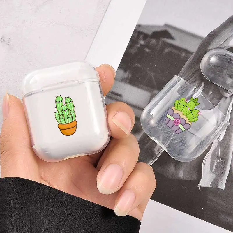 Прозрачный чехол для Apple Airpods 2 1 креативный s AirPods сумки с принтом кактуса защитный