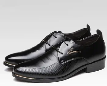 

Fashion Mens Dress Shoes Pointed Toe Lace Up Men's Business Casual Shoes Brown Black Leather Oxfords Shoes Big Size 39-46