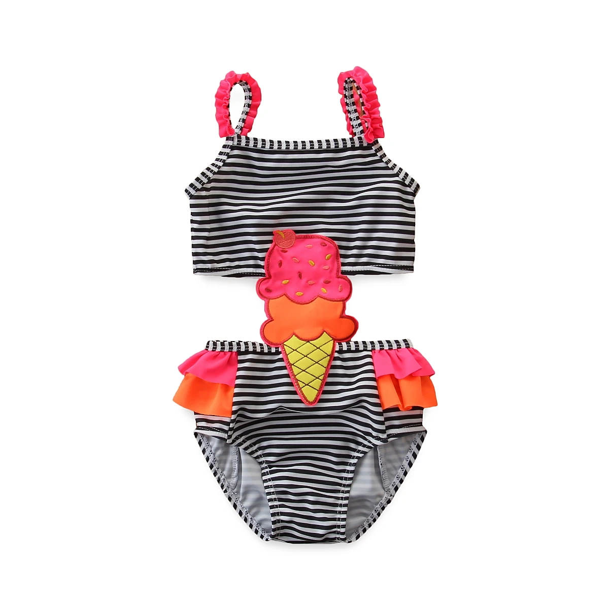 27y Summer Infant Baby Girls Swimwear Striped Ice Cream Print