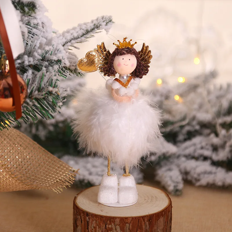 Год Рождественские украшения креативный милый мультфильм Плюшевый Ангел девушка кулон белая шерстяная кукла украшения для рождественской елки подвесной Декор - Цвет: C