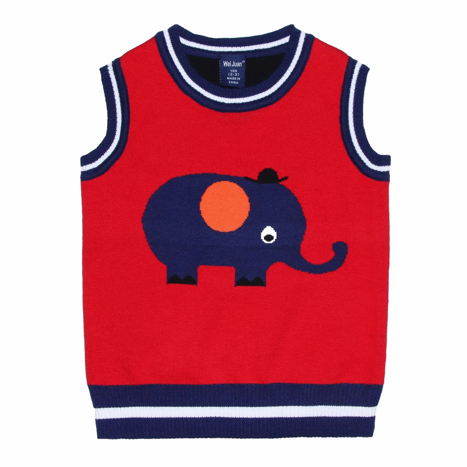 

[Pick] Spring New Arrival Children Crew Neck Sweater Vest Jacquard Baby Elephant Knit Sleeveless Warm Outdoor
