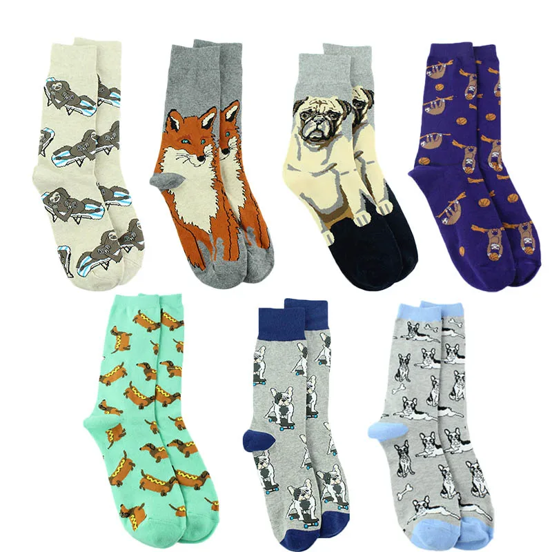 [COSPLACOOL] забавные носки с рисунками животных из мультфильмов Милые мужские Мопсом