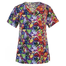 

V-neck Short Sleeve Beauty Salon Work Clothes Medical Uniforms Thai Massage Spa Scrub Tops for Nurse Healthcare Service Overalls