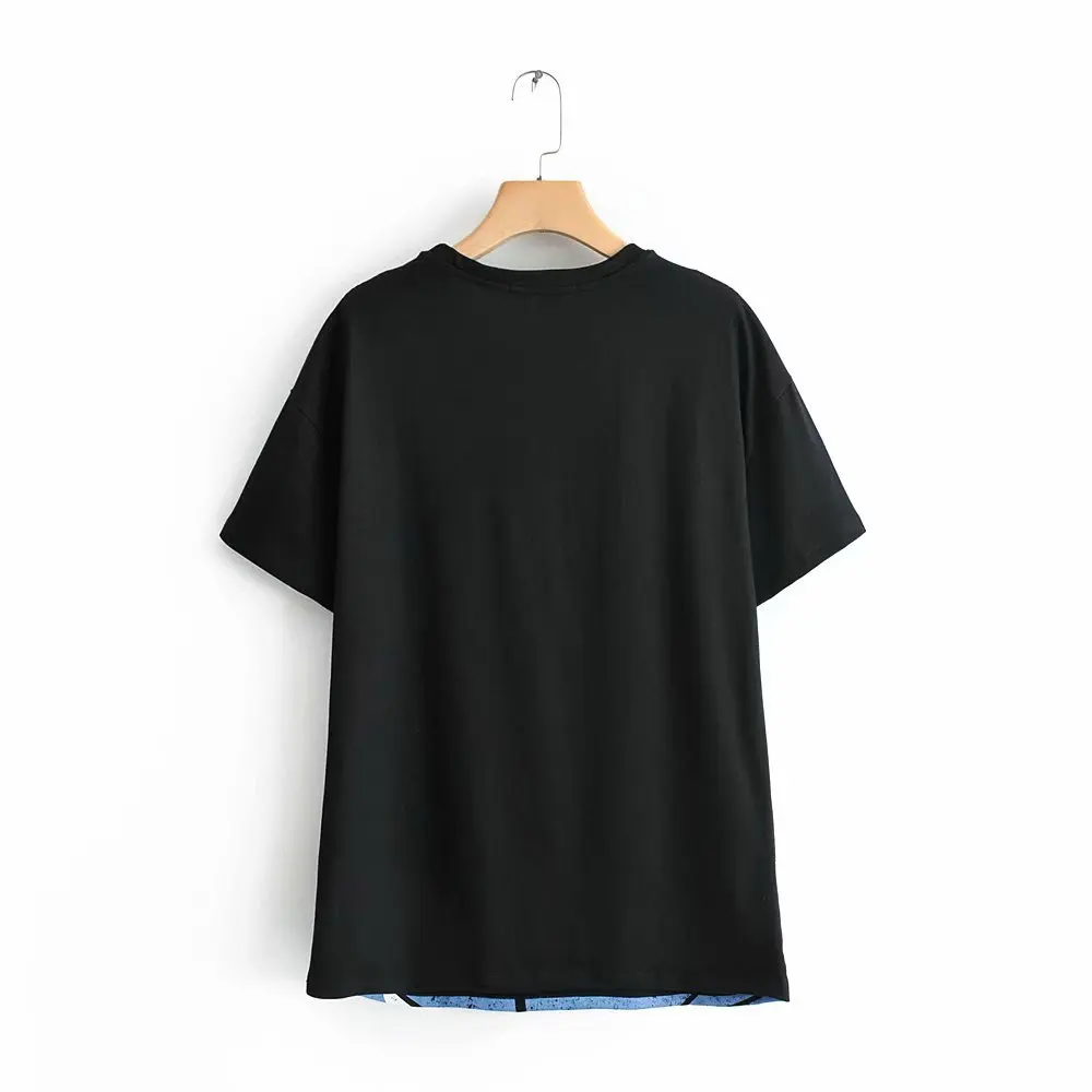 Модная черная футболка с принтом Дейзи Дак из мультфильма disney, пуловер с круглым вырезом и коротким рукавом, повседневные милые женские свободные футболки