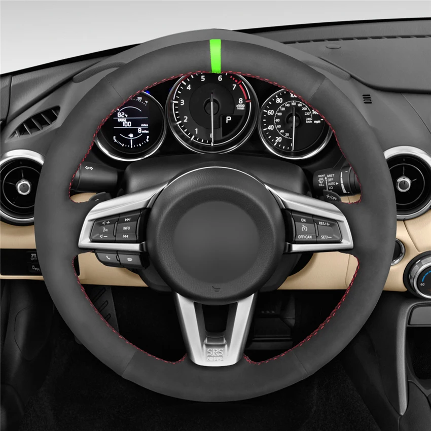 Черный замшевый удобный мягкий чехол рулевого колеса для Mazda MX 5 MX5 2016 2017 2018 2019