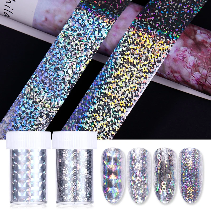 

1 Roll Nail Foils Holographic Transfer Stickers Mixed Patterns Laser Decals DIY Nail Art Decoration 13 Colors Available