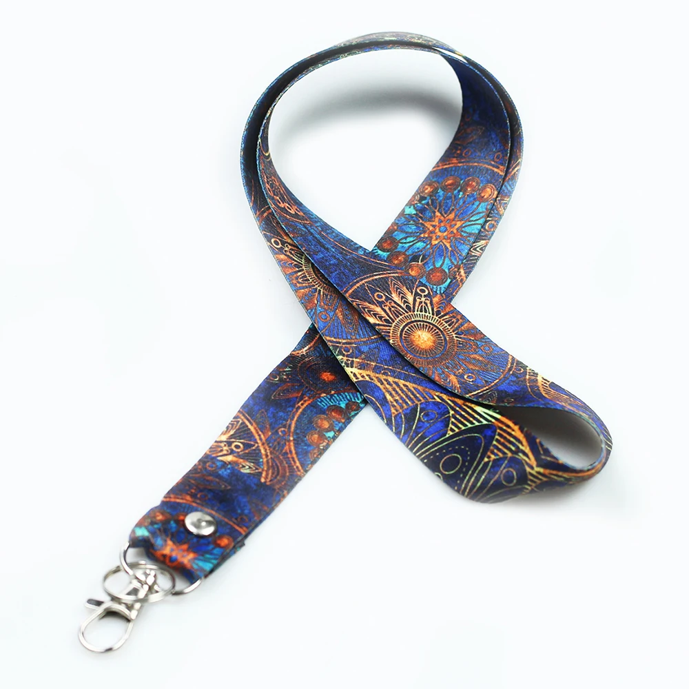 

Lanyard case badge keys tie strap key ID card gym mobile for iphone xiao mi strap USB badge holder phone case lanyard Blue Flowe