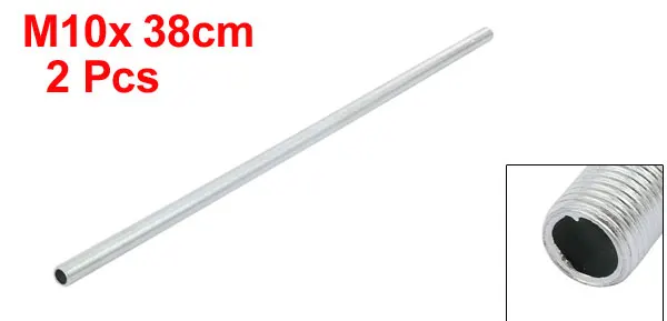 2pcs Metric M10 1mm Pitch Thread Zinc Plated Pipe Nipple Lamp Parts 38cm Long