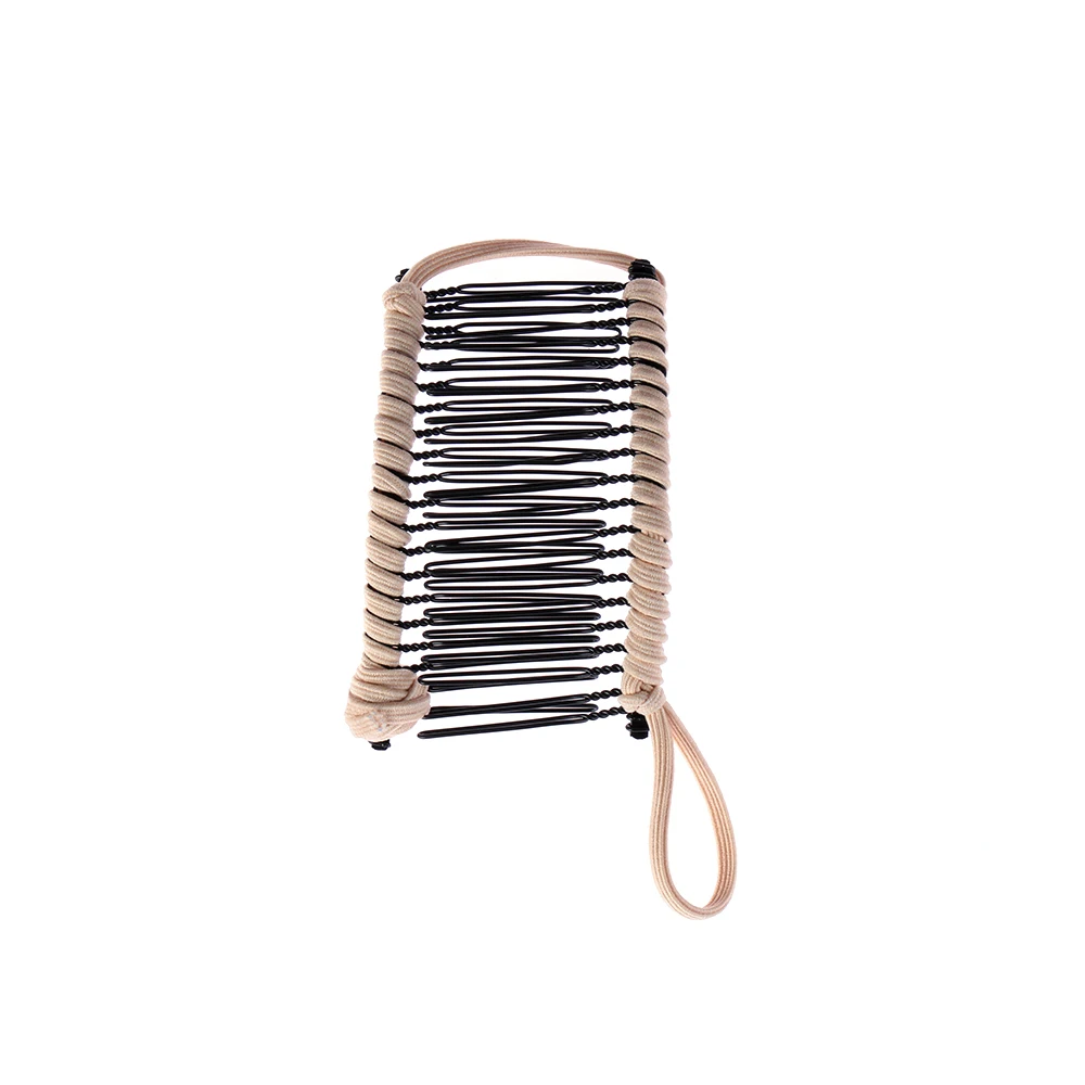 beige 20 comb 1 шт. Винтаж металлическая заколка для волос в форме банана Для женщин ленивый расческа для волос эластичный заколка для волос, Головные уборы Аксессуары для укладки волос Рождественский подарок - Цвет: beige 20 comb