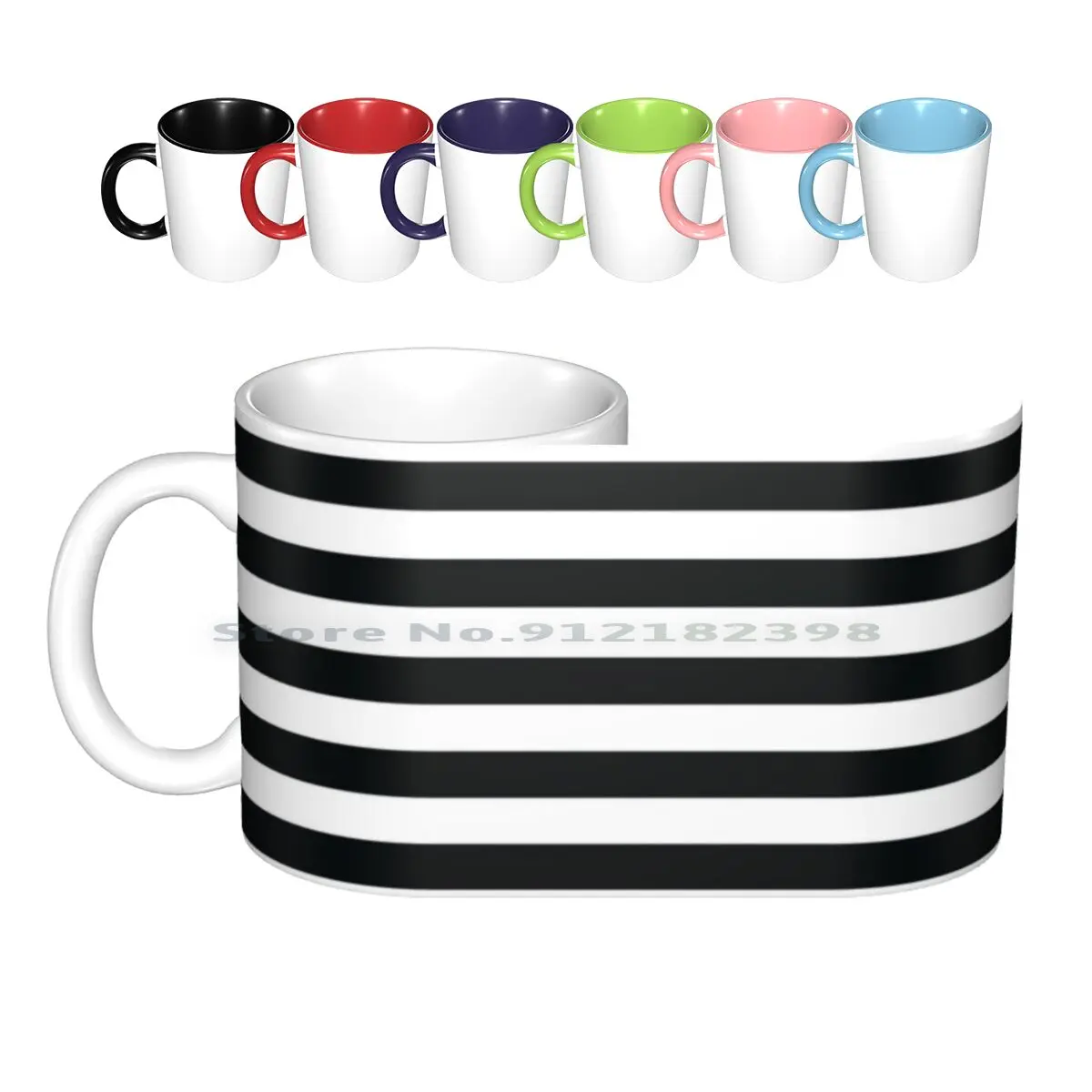 Slim Black Stripes Tazze In Ceramica Tazze Da Caffè Tazza Da Tè Al Latte Modelli Texture Pattern B N Nero Bianco Cerchio Simmetria Simmetrica