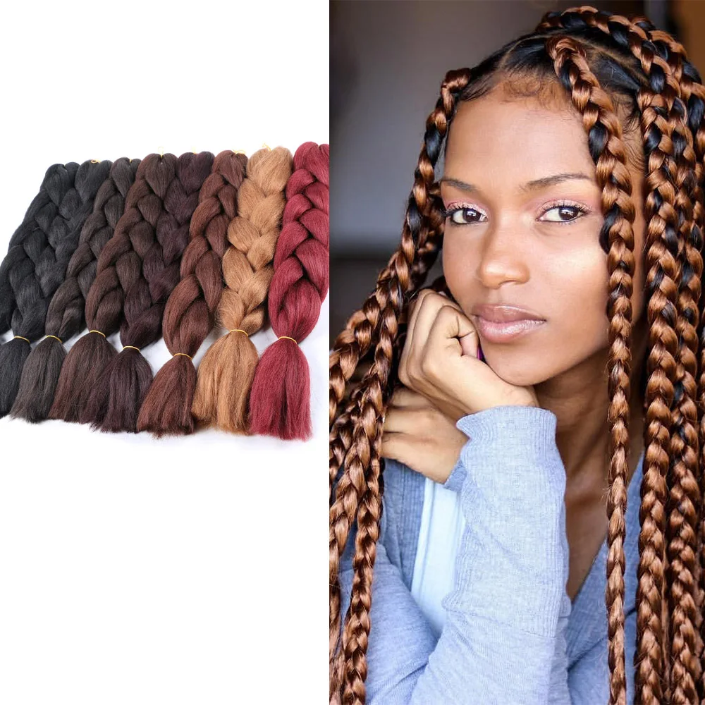 Saisity-extensiones de cabello sintético para mujer, trenzas Jumbo de ganchillo de alta temperatura, extensiones de cabello trenzado de colores Rubio rosa a granel