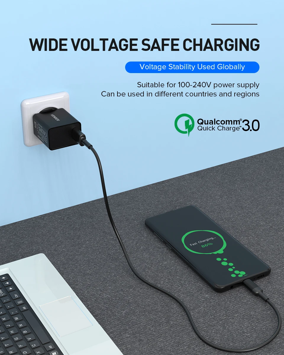 Venroii USB зарядное устройство 5V3A Qualcomm Quick Charge QC3.0 портативный мобильный телефон быстрое зарядное устройство для iPhone X 11 для samsung Xiaomi Redmi