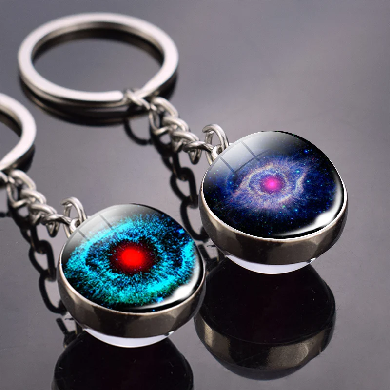 Брелок Nebula в виде кошачьего глаза двухсторонний стеклянный с подвеской