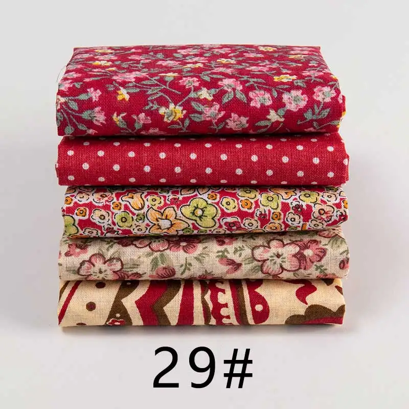 25x25 см/шт. Винтажная печатная Лоскутная Ткань куклы ручной работы аксессуары цветочные хлопчатобумажные ткани для DIY TJ0537-2 - Цвет: 29 5pcs 25X25cm