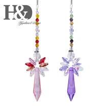 H& D 55 мм Хрустальная ледяная чакра, Висячие Подвески в форме Ловца солнца, Радужный производитель, украшение для окна, сада, для дома, рождественский подарок, 2 шт