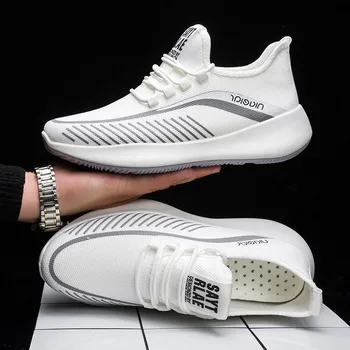

New men's running sports shoes casual shoes Men's sports shoes breathable flying woven mesh shoes non-slip running casual shoes