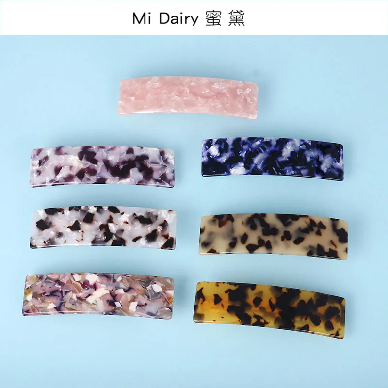 

china factory direct sale tortoise shell colorful acetate acrylic Korea simple design hair barrettes clips accessories for women