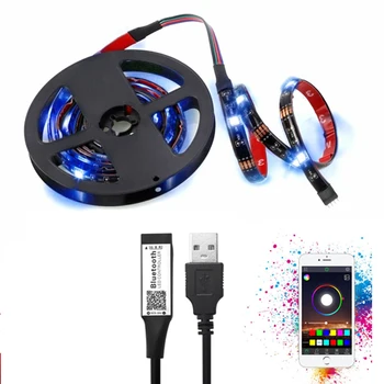 

USB Bluetooth 4.0 LED Strip light Kit 5V 5050 RGB Flexible 2x50cm+2x100cm RGB Color Changeable TV Desktop Background Lighting