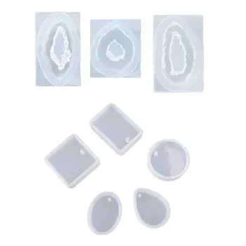 

Crystal Cluster Hollow Mirror Epoxy Mold DIY Pendant Making Silicone Molds F3MF