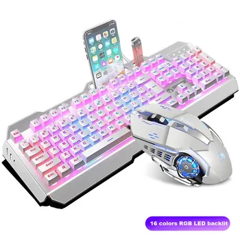 

Gaming Mechanical Wired 16 RGB Backlight Ergonomic Keyboard + Mouse RGB LED Backlight Game Keyboard Kits