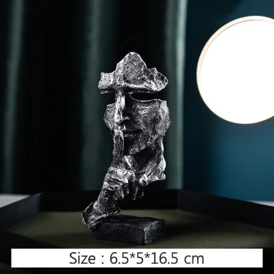 Abstrac Thinker Character Sculpture For Home Decoration Figurines Resin Crafts Vintage Artwork Office Desk Decor Miniature Model - Цвет: silver s