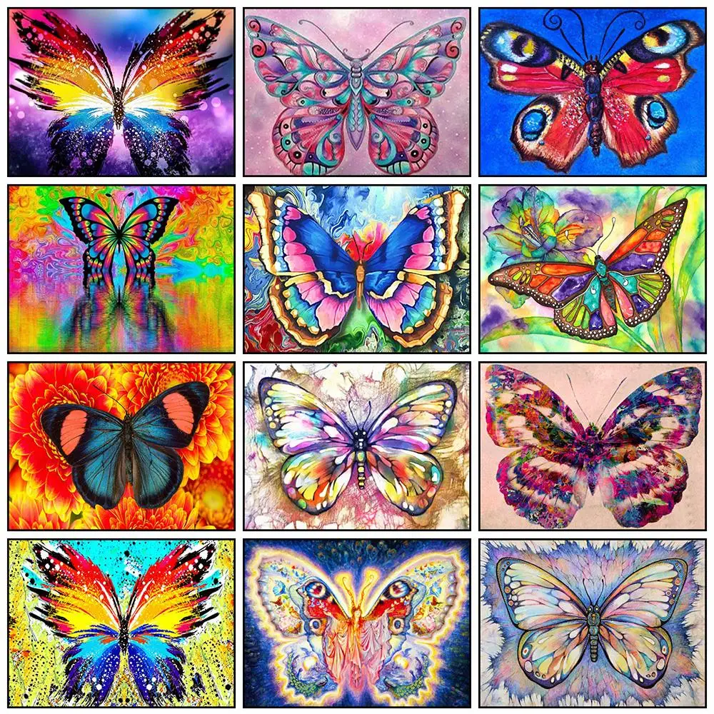 

Modern DIY Oil Painting By Numbers Butterfly Coloring By Numbers Hand Painted Canvas Wall Picture Art Home Decoration Gift