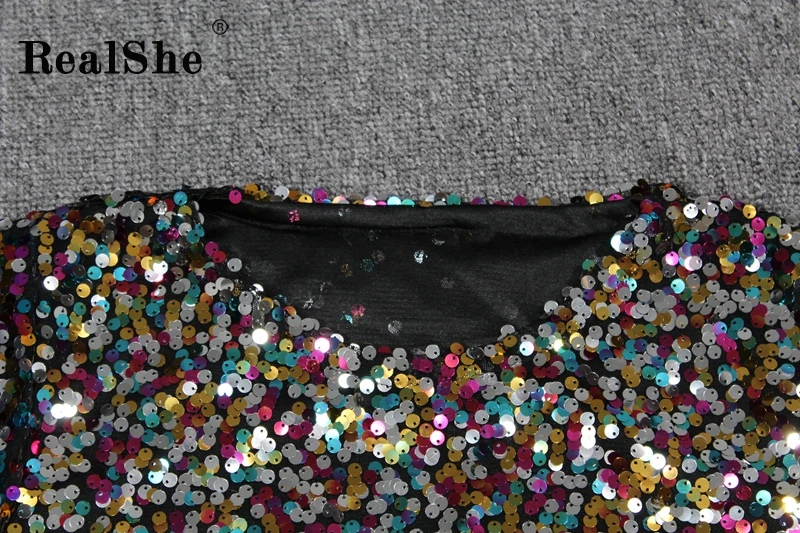 RealShe Tshirt Women O-Neck Short Sleeve Sequins T Shirt Women Summer Casual Elegant T-shirt Femme Fashion Women's T-shirts
