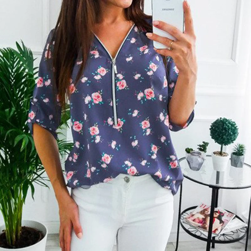 V Neck Shirt Loose Floral Print Tunic Shirt Plus Size Tops 2020 Spring Front Zipper Blouse Fashion Woman Clothes 5XL Women Tunic V Neck Shirt Loose Floral Print Tunic Shirt Plus Size Tops 2020 Spring Front Zipper Blouse Fashion Woman Clothes 5XL Women Tunic