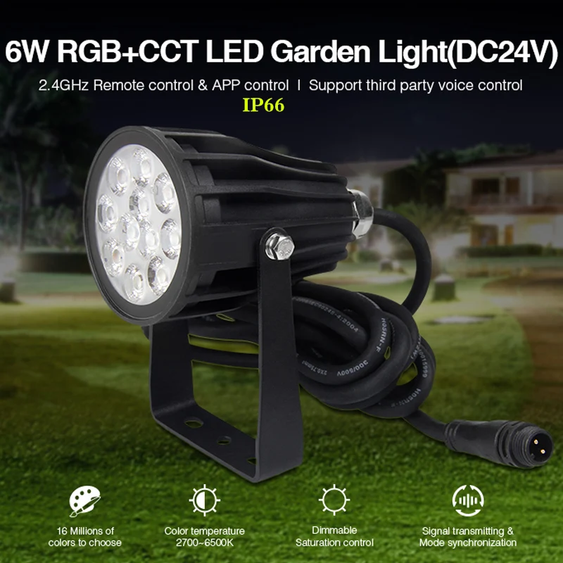 New DC24V 6W RGB+CCT LED Garden Light 550LM Outdoor Waterproof Lawn Light IP66 Can 2.4GHz Remote/Wifi/Voice/Control distance 30m 2 4ghz 4wd remote control rc stunt car двухсторонние вращающиеся на 360 ° автомобили с музыкальным спреем