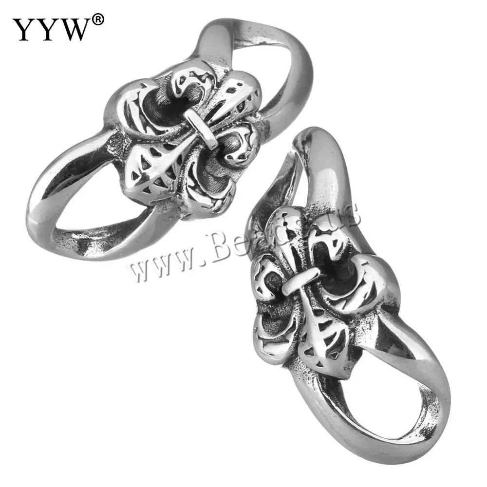 10pcs/Lot Antique Stainless Steel Clasps Diy  Connector 33x15x6mm For Woman Man Leather Cord Bracelet Necklace Jewelry Making