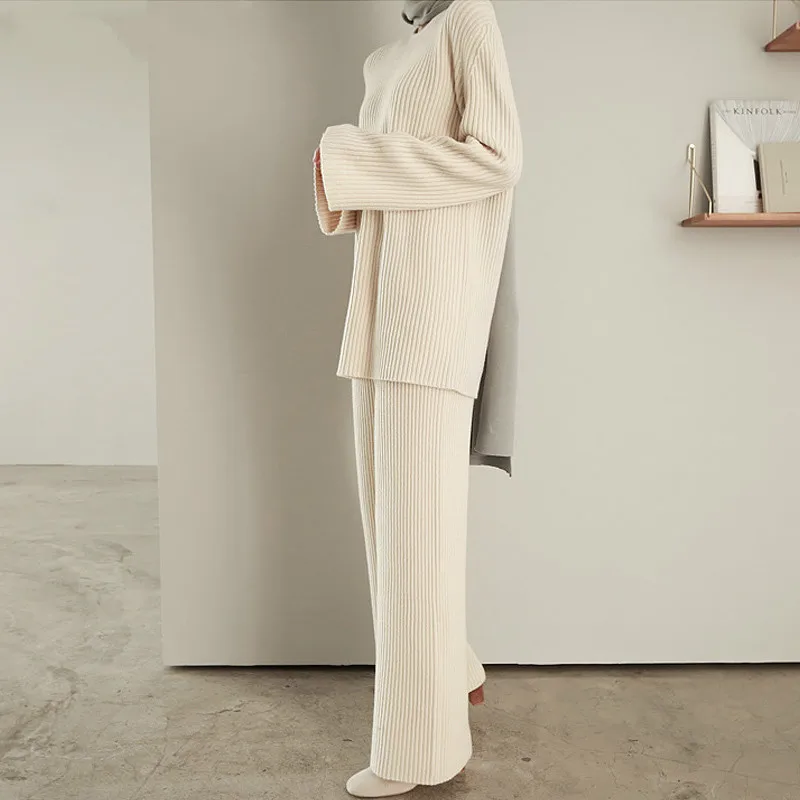 

XUXI Fashion Set 2020 Smooth Jersey Women's Suit, Crew Neck, Wide Waist Pants, One Set Of Two Women's Wear FZ0643