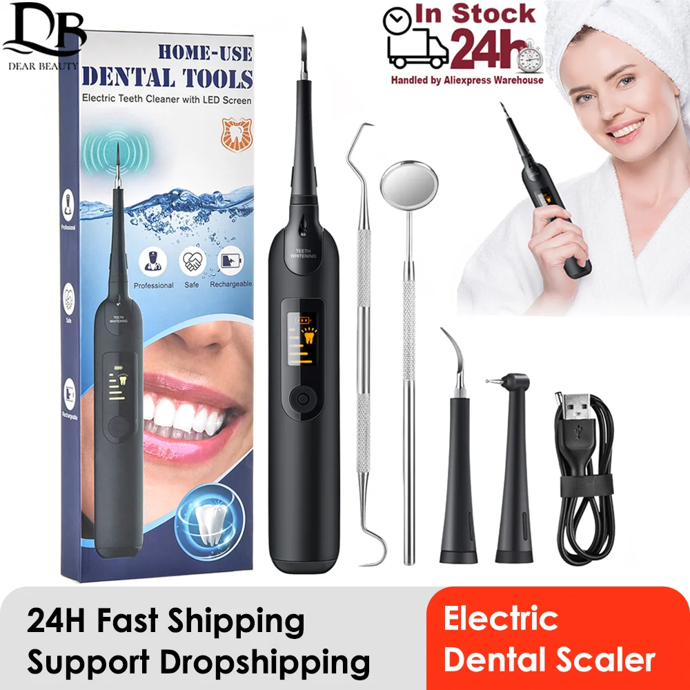 Dental Scaler Electric Sonic Calculus Remover Whitener LED Display Tooth Cleaner Rechargeable Tartar Tool Whitening Teeth Care