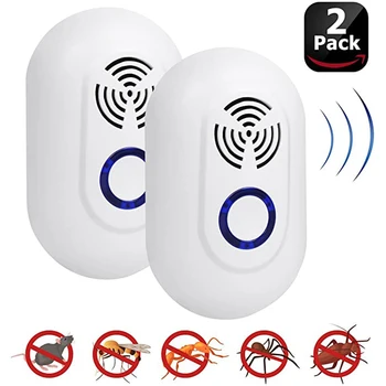 

2Pcs Electronic Mosquito Repellent Ultrasonic Mouse Killer Mouse Cockroach Trap Mosquito Repeller Insect Rats Control EU Plug