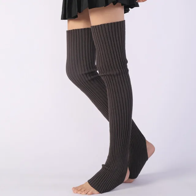 Ladies Winter Step on the foot socks Knitted Leg Warmers Boot Cuffs Trim Toppers Candy colors Long Leg Warmers ST014 Dark Grey