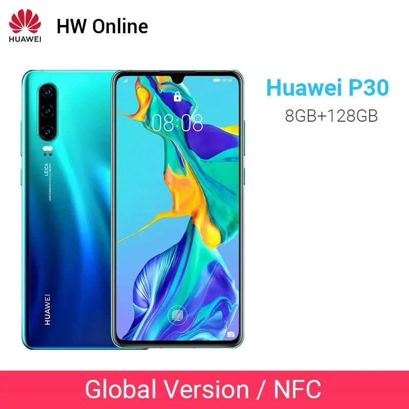 Huawei P30, 8 ГБ ОЗУ, 128 Гб ПЗУ, смартфон Kirin 980, четыре ядра, мобильный телефон, экран 6,1 дюйма, 40 МП, 3 камеры, Android 9, NFC, супер зарядка